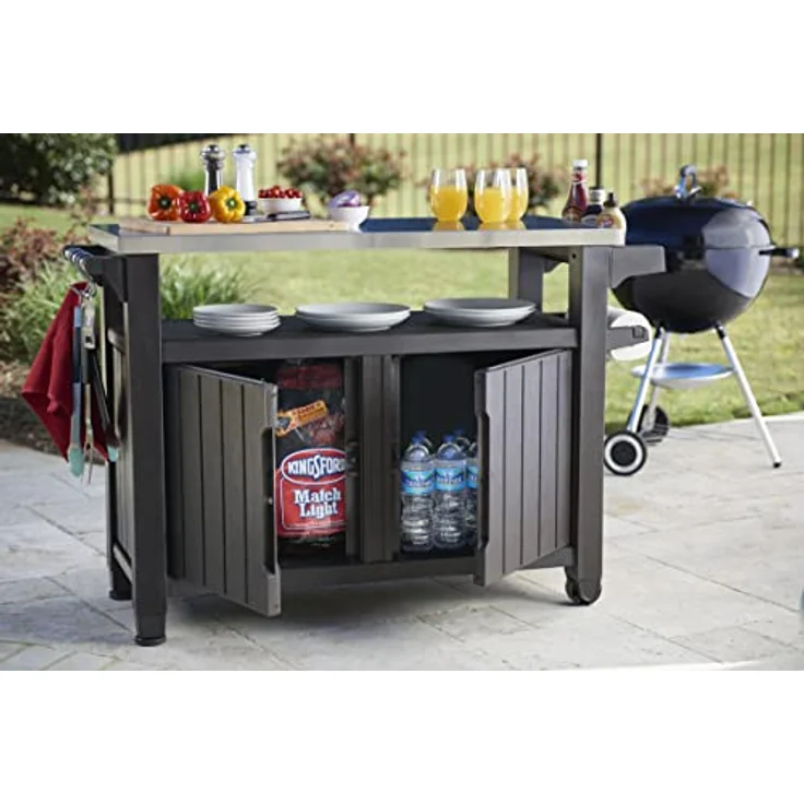 Keter Multifunktionaler Gartentisch für BBQ Unity XL Holzoptik – Bild 2