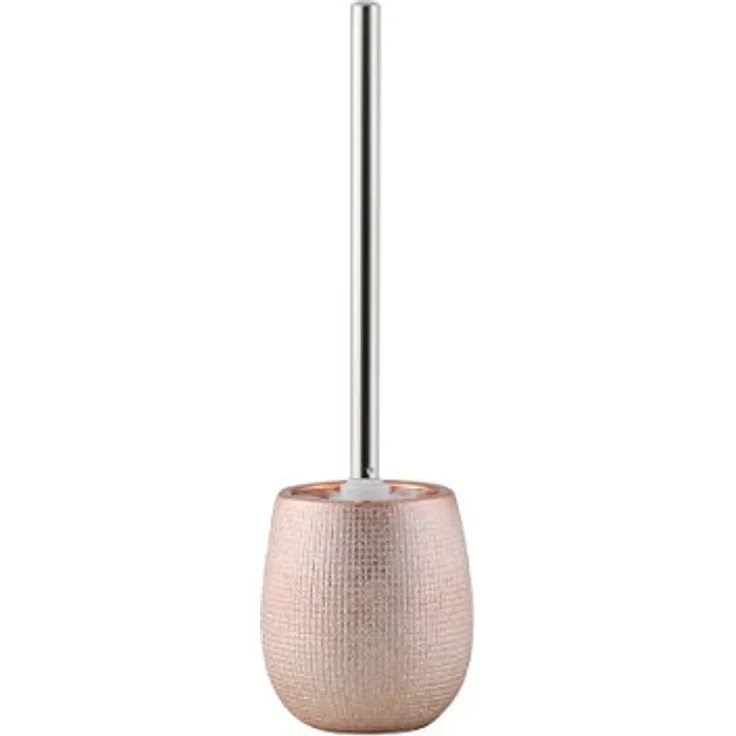 axentia WC Garnitur Chicago aus Steingut rose-gold verchromt - Toilettenbürste mit Halter stehend - Chrom Bürstengarnitur ohne Bohren - WC Bürste und Behälter