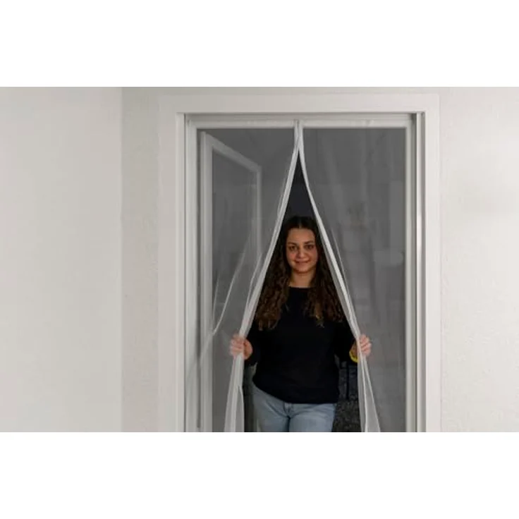 SCHELLENBERG Insektenschutz-Vorhang "Insect Stop Magnetic", Magnetvorhang für Balkontüren und Terrassentüren, ohne Bohren, UV-beständiges Fliegengitter, 90 x 210 cm oder 120 x 240 cm, weiß – Bild 2