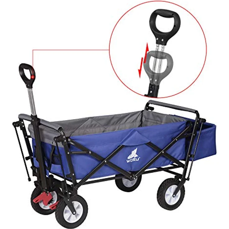 WOLTU Bollerwagen faltbar, Handwagen mit Dach, 80 kg belastbar, blau, für Garten Camping und Ausflüge – Bild 4