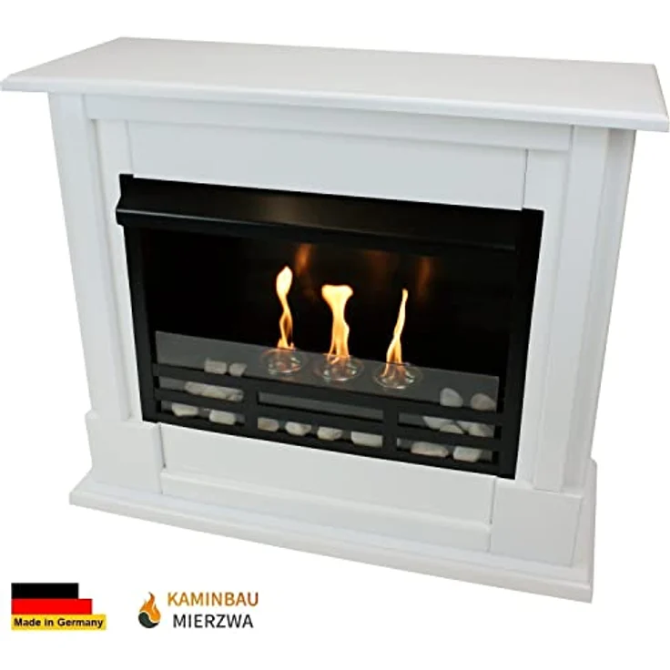 Kaminbau Mierzwa Gel und Ethanol Kamin Modell Emily Premium Royal inkl. Zubehör & Sicherheitsglas Weiß, Made in Germany – Bild 2
