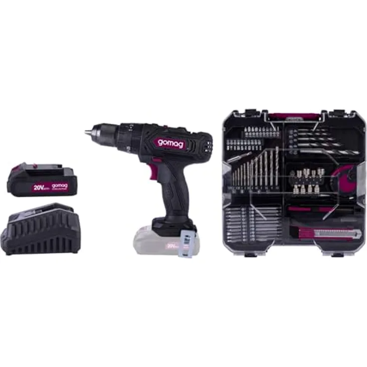 Scheppach Gomag Akku-Schlagbohrschrauber-Set GO-CSK74/1, 20 V, 74-teiliges Zubehörset, 50 Nm Drehmoment, Akku & Ladegerät, mobil im Koffer