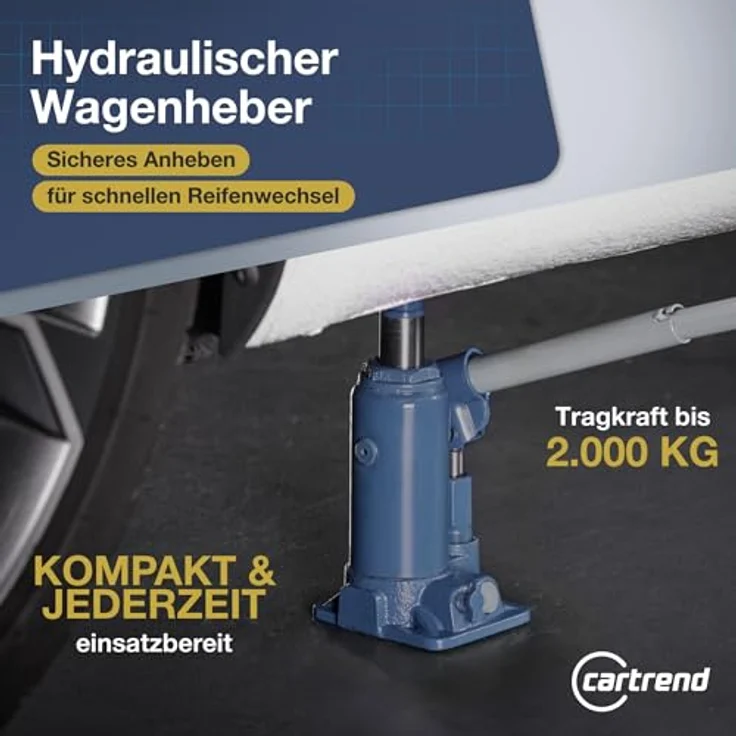 Cartrend Stockheber hydraulisch 2t, Wagenheber mit max. 2000 kg Tragkraft – Bild 3
