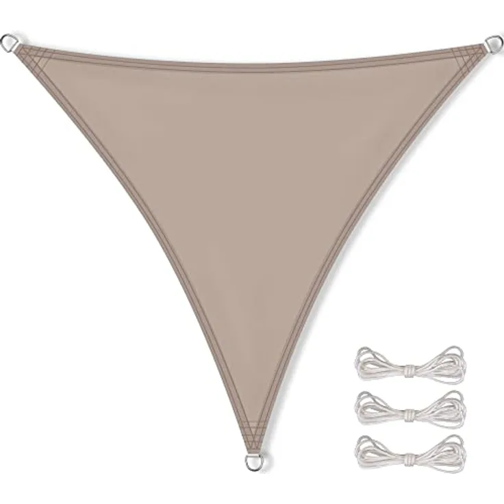 CelinaSun Sonnensegel inkl Befestigungsseile Premium PES Polyester wasserabweisend imprägniert Dreieck gleichseitig 3 x 3 x 3 m Taupe