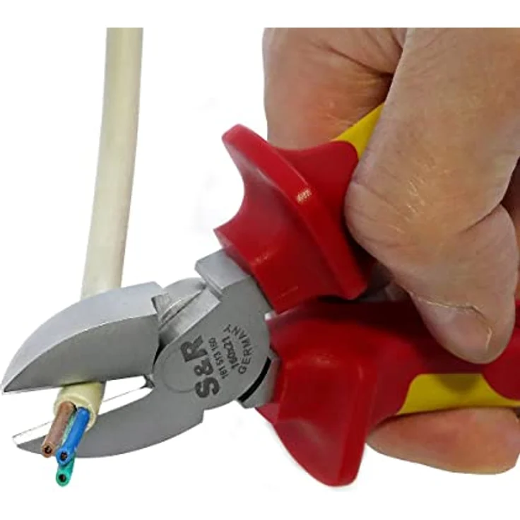 S&R VDE Seitenschneider 160mm, 1000V Zange aus 60-Chrom-Vanadium-Stahl, induktionsgehärtet, mit ergonomischen 2-Komponenten-Griffen und 21mm Schneidbacken – Bild 4