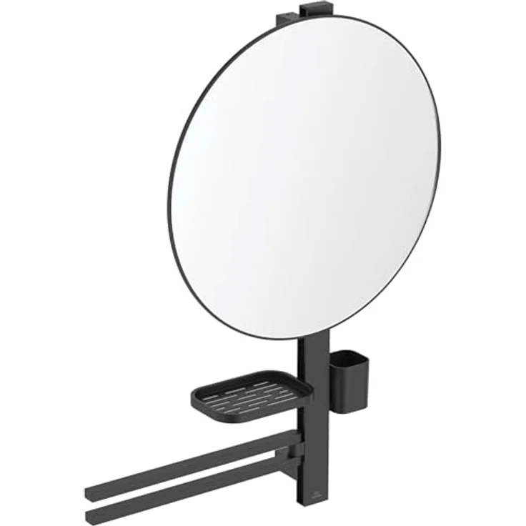 Ideal Standard Beauty Kosmetikspiegel-Set Bar L800, schwarz matt, mit höhenverstellbarer Wandhalterung und großem Kosmetikspiegel – Bild 1