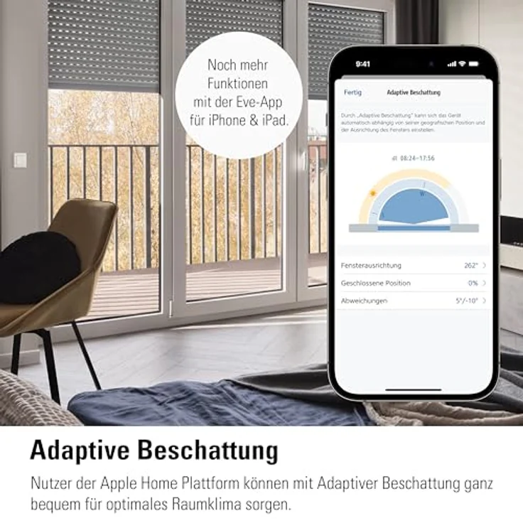 Eve Shutter Switch (Matter), Smarte Rollladensteuerung mit App- und Sprachsteuerung für Alexa, Apple Home, Google, SmartThings, benötigter Thread Border Router und Nullleiter – Bild 5