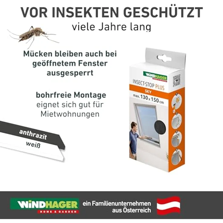 Windhager Moskitonetz für Dachfenster, Insektenschutzgitter mit Reißverschluss, BxH: 130x150 cm, strapazierfähiges Polyestergewebe, waschbar – Bild 8