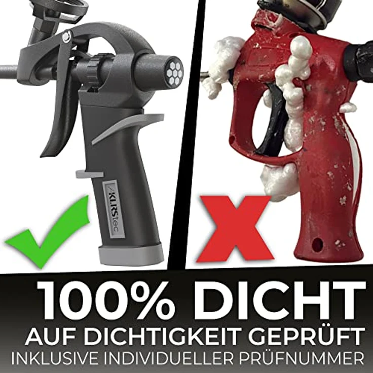 KLRStec Bauschaumpistole PU Schaumpistole Teflon beschichtet (PTFE) - Profi Montagepistole mit Einhandjustierung (1k & 2k 750ml) - inkl. Zubehör – Bild 5