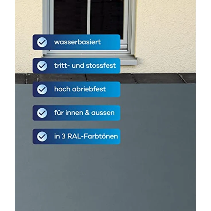 plid® Betonfarbe Innen & Außen Frostsicher Silbergrau 2,25L - Flüssigkunststoff Bodenbeschichtung - Betonfarbe Kellerboden - Bodenfarbe für Keller, Zement, Mauerwerk & Holz - Made in Germany – Bild 4