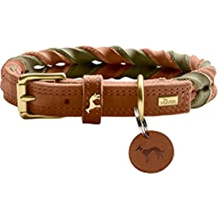 Halsband Solid Education Duo Farbe Cognac/Oliv, Größe 50