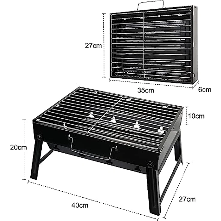 AGM Holzkohlegrill Picknickgrill Edelstahl Kleiner Grill Portable Campinggrill Abnehmbare BBQ Grills für Outdoor Garten Party – Bild 2