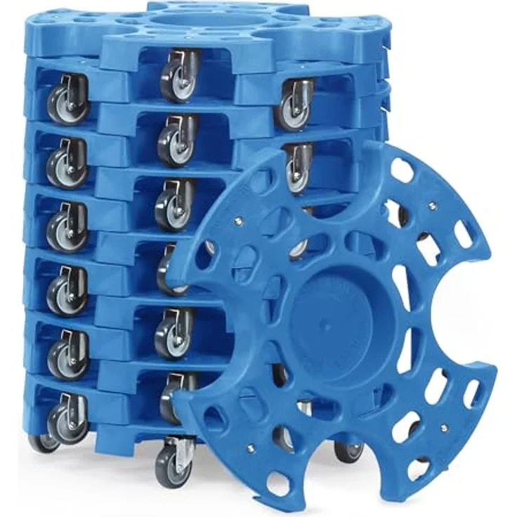 Fetra Reifen-Roller 4546, Transportwagen für bis zu 8 Reifen oder 4 Kompletträder, stabile Plattform aus glasfaserverstärktem Polypropylen, stapelbar, mit Materialmulde und Lenkrollen – Bild 4