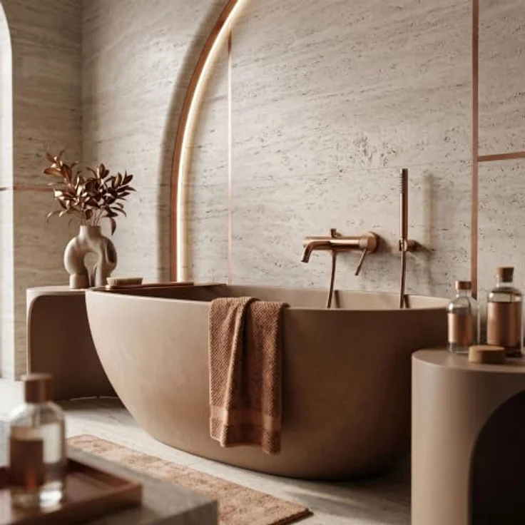 wohnwerk.idee Wannenarmatur Badewanne Armatur inkl. Handbrause, Gold Matt, Chrom, Kupfer Matt, präzise Temperaturregulierung, Diamant-Rändelung – Bild 2