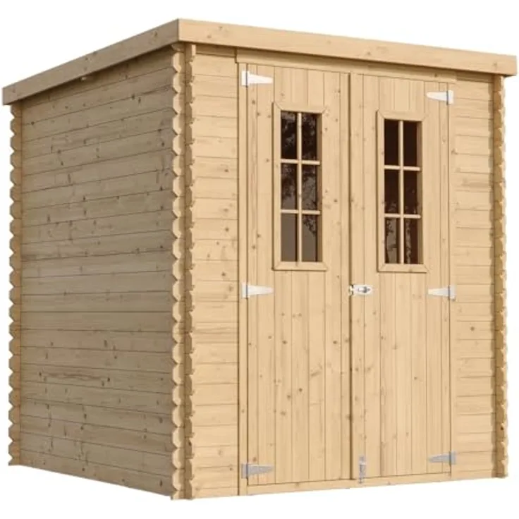 TIMBELA Gartenhaus Holz - Geräteschuppen B204xL204xH202 cm, 3.53 m2, Wasserfestes Dach, Fahrrad Schuppen