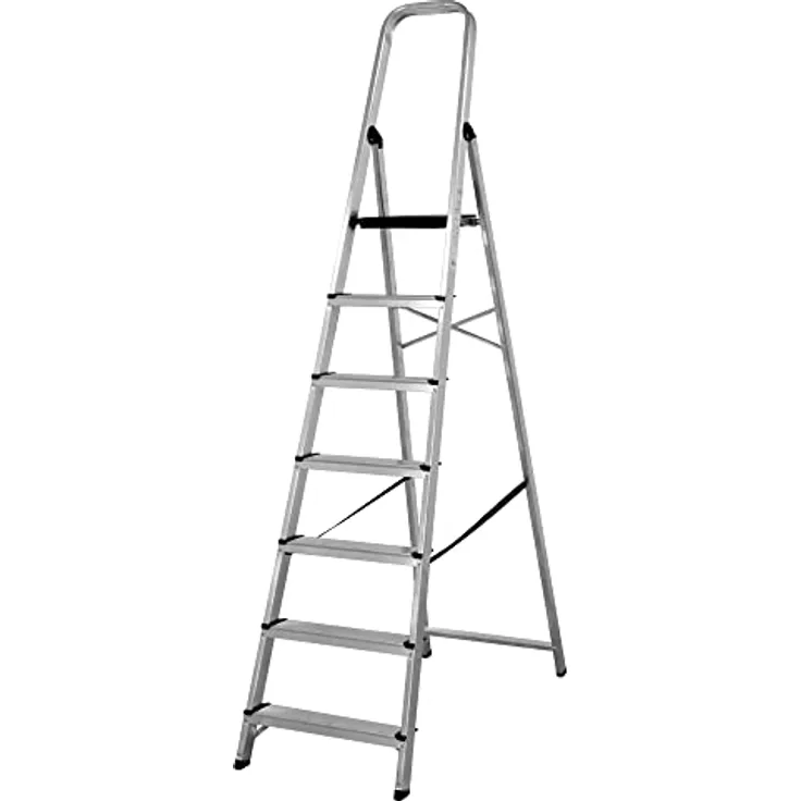 Amig - Faltbare Leiter mit Griff | Aus Aluminium | Mit 7 Stufen von 8 cm Breite, leicht, stabil und robust für Hausarbeiten und den professionellen Gebrauch