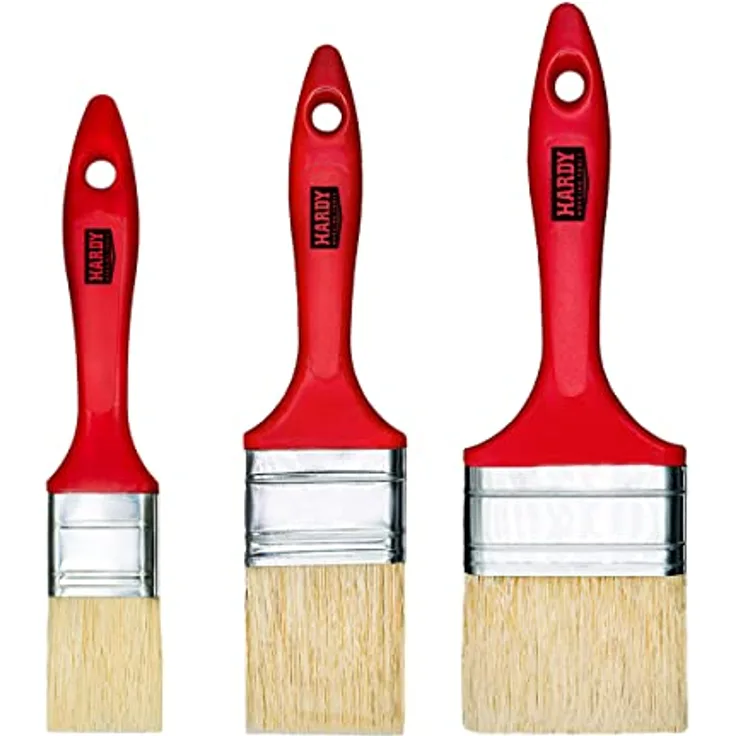 Hardy 3er-Set Flachpinsel 30 mm 50 mm 100 mm Serie 240 für Maler- und Lackierarbeiten Präzise Deckkraft Synthetikborsten Profilierter Griff