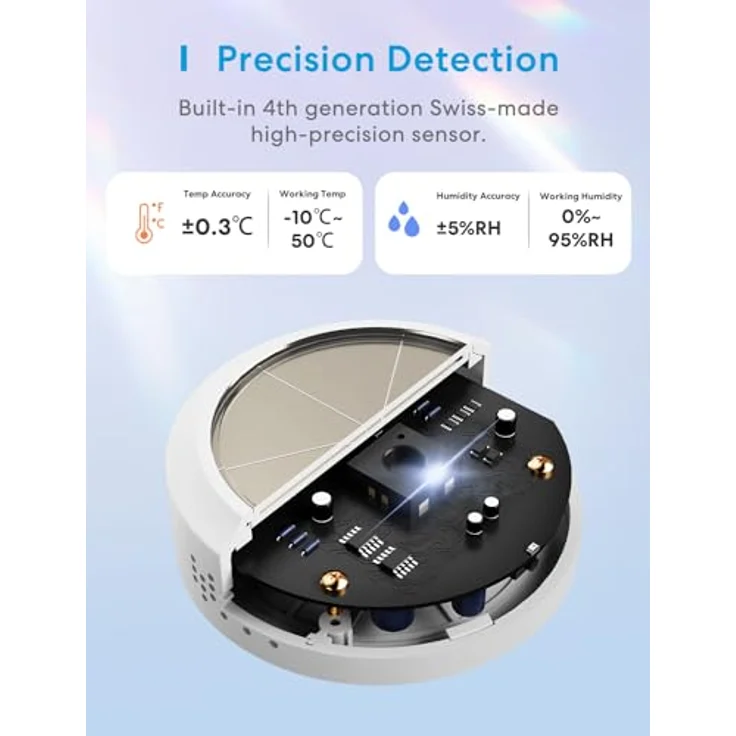 Meross Smart Temperatur-/Feuchtesensor Starter Kit mit Hub, Thermometer & Hygrometer, präzise Messungen, kompatibel mit Apple HomeKit, Amazon Alexa, Google Assistant, Weiß – Bild 3