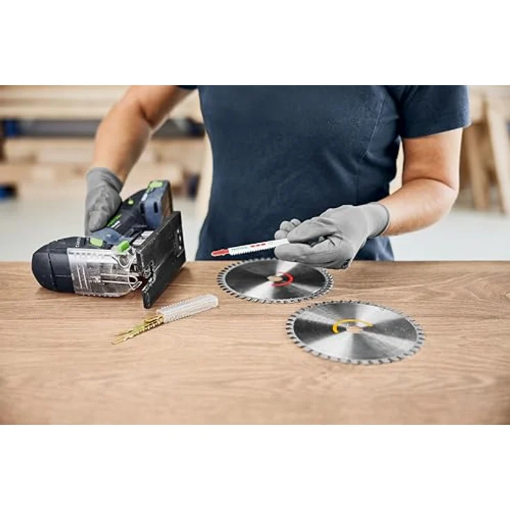 Festool Sägeblatt-Set KSB-SORT/2 w/l 168x1,8, Woodworking-Set für Kreissäge und Stichsäge mit farbcodierten Blättern für Holz und Laminat – Bild 3