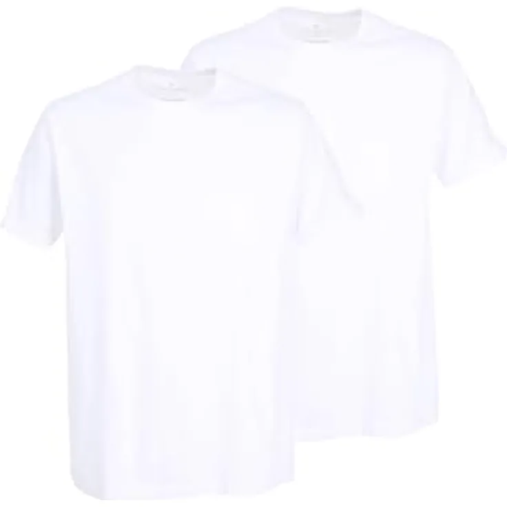 Tom Tailor Herren-Unterhemd 2er-Pack, aus 100% Baumwolle, Weiss, Größe L, Rundhalsausschnitt, pflegeleicht