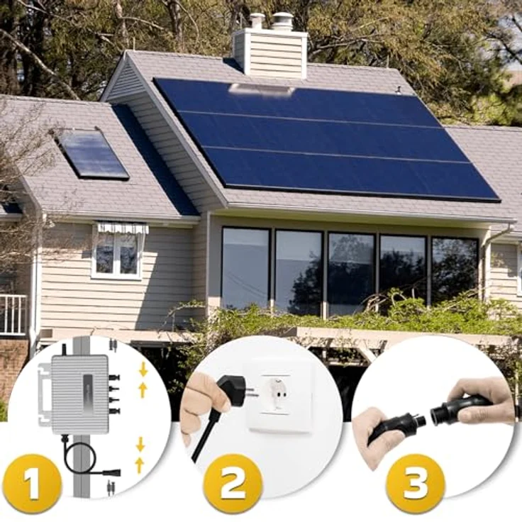 SUNNIVA® 1300W Balkonkraftwerk, komplettes Set mit 800W Eco Flow Wechselrichter, 2x 500W bifazialen Glas-Glas Modulen, schwarz und 5m Kabel – Bild 4