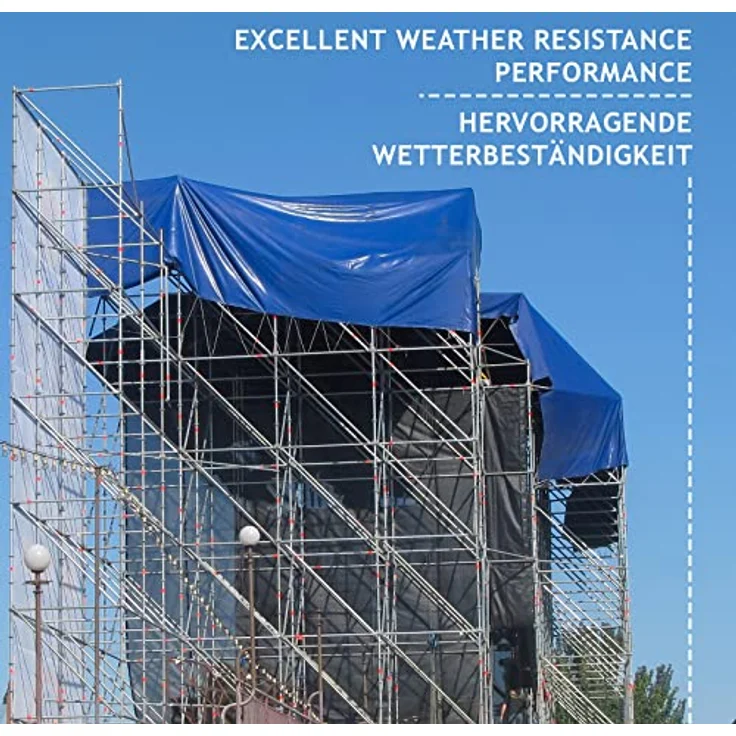 Jago Abdeckplane - 650 g-m², Wasserdicht & Reißfest, Aluminiumösen, Blau, 4 x 3 m, Beidseitig Beschichtet - Schutzplane, LKW Plane Gewebeplane, Regenplane – Bild 8