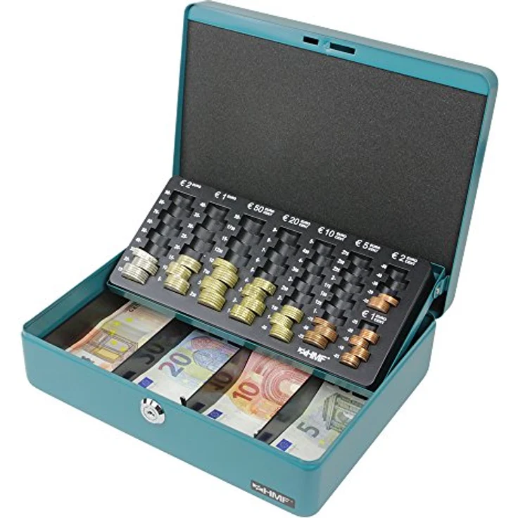 HMF 10015-24 Geldkassette Geldzählkassette 30 x 24 x 9 cm, Petrol – Bild 2