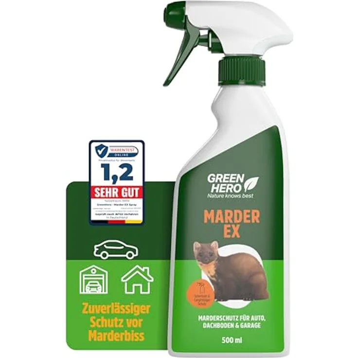 GreenHero Marderspray Marder-EX, 500 ml, tierfreundliche Marderabwehr mit ätherischen Ölen