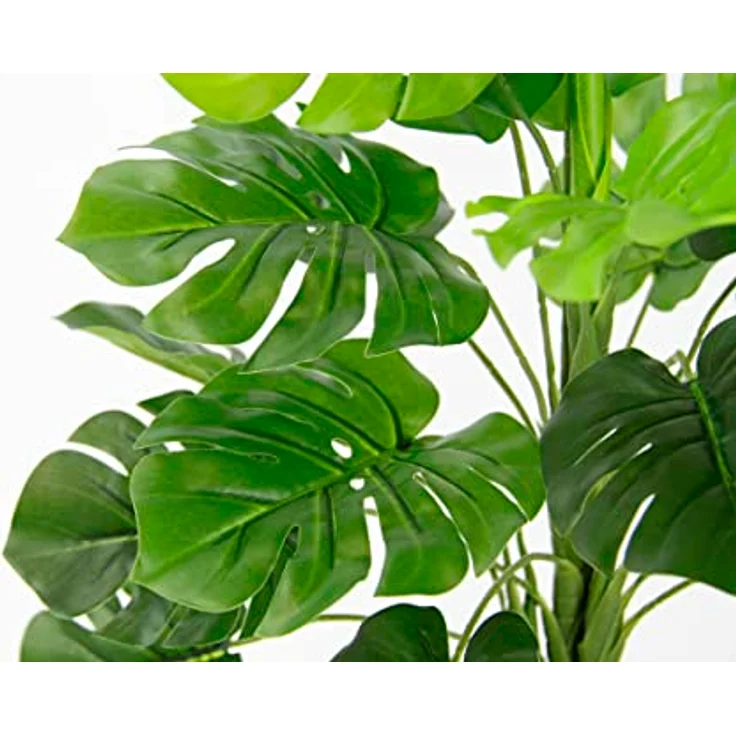 Flair Flower Künstliche Splitphilo-Pflanze mit Übertopf Monstera Deko Kunst-Pflanze Seidenblumen Seidenpflanzen Real Touch grün groß Grünpflanze Büropflanze, 044472GN, 46x35x35 cm – Bild 3