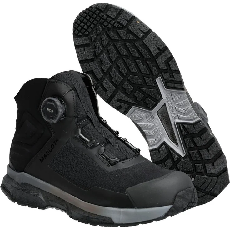 MASCOT Sicherheitsstiefel S3S, Weite 10, schwarz, 48 - Flexibles Obermaterial, BOA® Fit System, Zehenschutzkappe aus Komposit, ESD geprüft, öl- und benzinbeständig