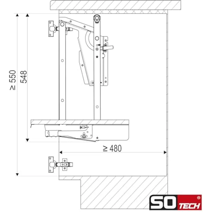 Kesseböhmer ChefsTable Parallelschwenkmechanik für Unterschrank, belastbar bis 16 kg, Schwenkbeschlag für Küchengeräte – Bild 5