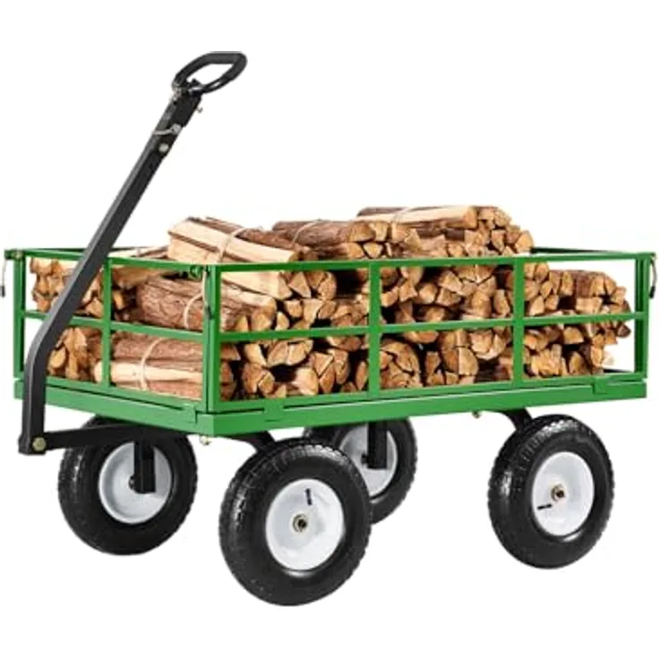 VEVOR Bollerwagen 110x75x67 cm, 2-in-1 Transportwagen mit 1200 lbs Tragfähigkeit, 13-Zoll All-Terrain-Reifen und 180° drehbarem Griff
