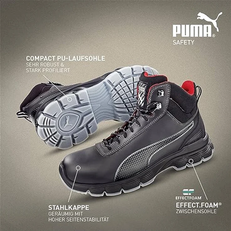 ELC Schnürstiefel Condor Black Mid, S3 Sicherheitsschuhe mit Stahlkappe und rutschfester Duo-PU-Sohle, schwarz-grau, Gr. 41 – Bild 4
