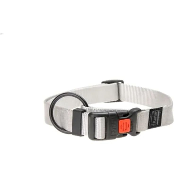 Karlie Art Sportiv Plus, verstellbares Hundehalsband aus robustem Nylon mit Zugentlastung, XS, Hellgrau, 20-35x1 cm