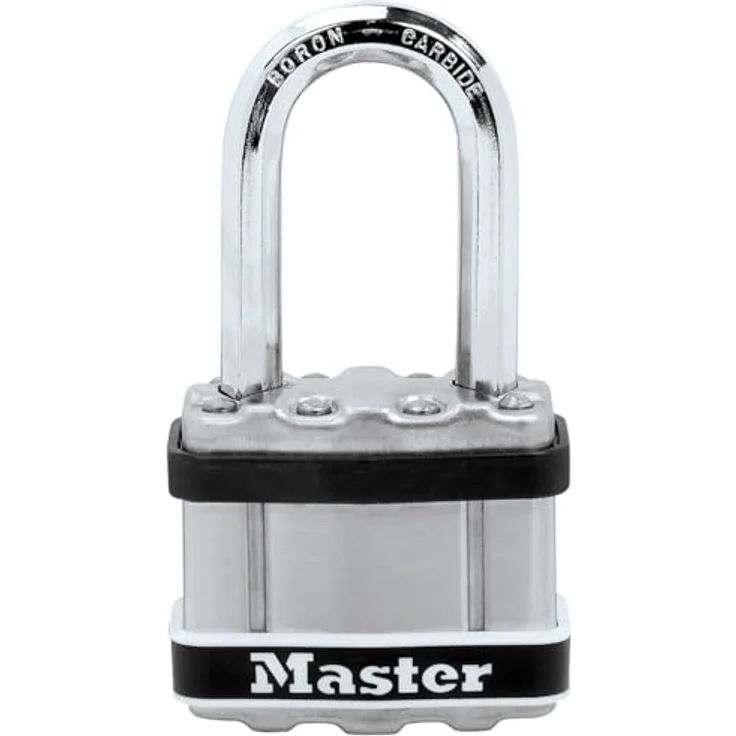 Master Lock Hochleistungs-Vorhängeschloss [Stahl, Gehäuseabdeckung aus Edelstahl] M1EURDLFSTS Sichere Boote und Tore bei Bootsanwendungen, silber – Bild 2