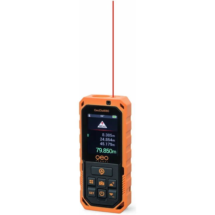 geo-FENNEL GeoDist® 80, Laser-Entfernungsmesser mit 4x Zoom, bis 80 m Reichweite, Farbdisplay, 1000 Messwerte Speicher, Bluetooth und USB-Datenexport