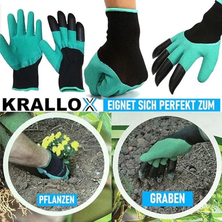 MAVURA KRALLOX Krallenhandschuhe Garten Handschuhe mit Krallen zum Graben, Universalgröße für Damen & Herren, Latexschutz, atmungsaktiv (schwarz) – Bild 2