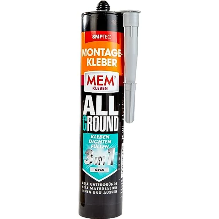MEM Bauchemie Montagekleber MEM Kleben Plus, 3-in-1 Kleb- und Dichtmasse, grau, 430g, lösemittelfrei, wasser- und UV-beständig – Bild 1