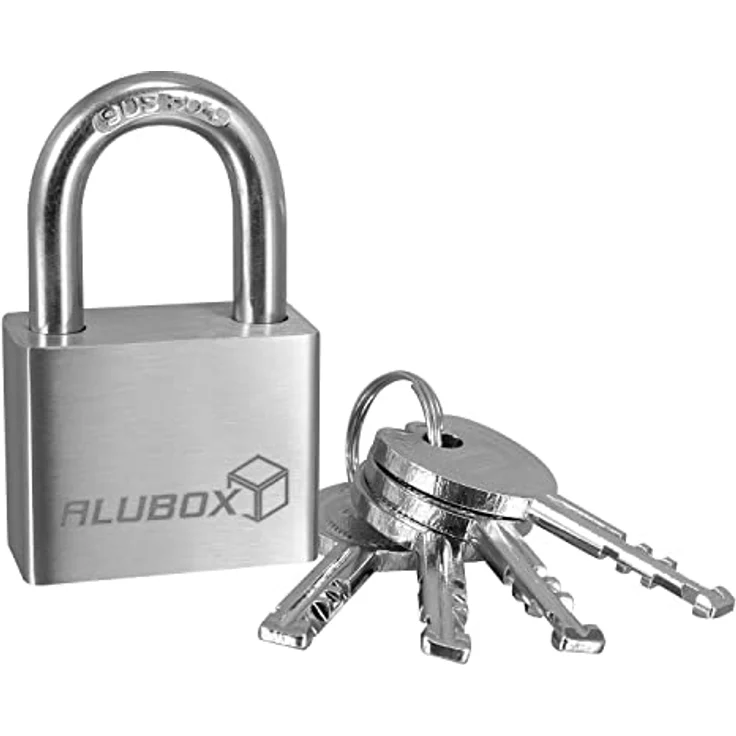 Alubox Vorhängeschloss Edelstahl, 40 mm mit 4 Schlüsseln und Bügelstärke 7 mm – Bild 2