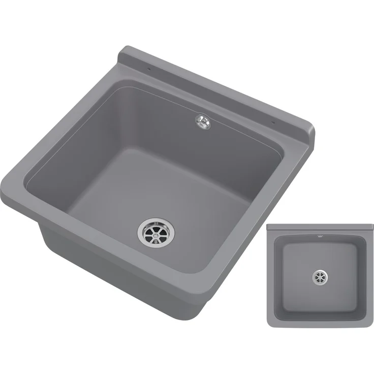 Granitan Kunststoffspüle ORTA - Waschtong mit Siphon - Waschbecken Wandmontage - 40x38x22,8 cm, in mehreren Farben erhältlich – Bild 1
