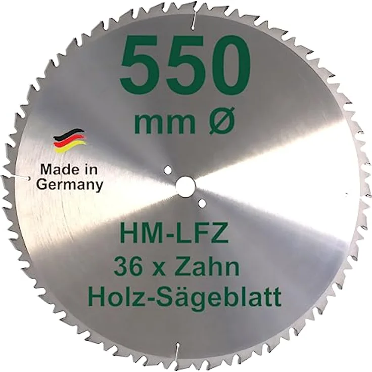 HM Sägeblatt 550 mm LFZ Flach-Zahn Hartmetall Widea für Brennholz Hartholz Kreissägeblatt für Wippsäge und Brennholzsäge 550mm
