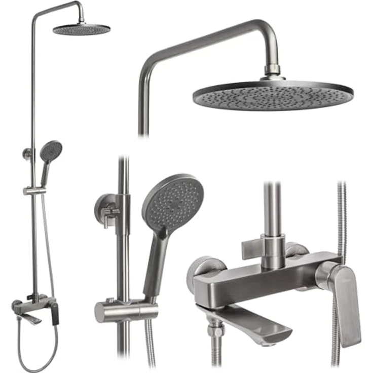 wohnwerk.idee Avalon Duschsystem, Duscharmatur mit Regendusche Ø 25 cm, Gold Matt Schwarz Grau Kupfer – Bild 1