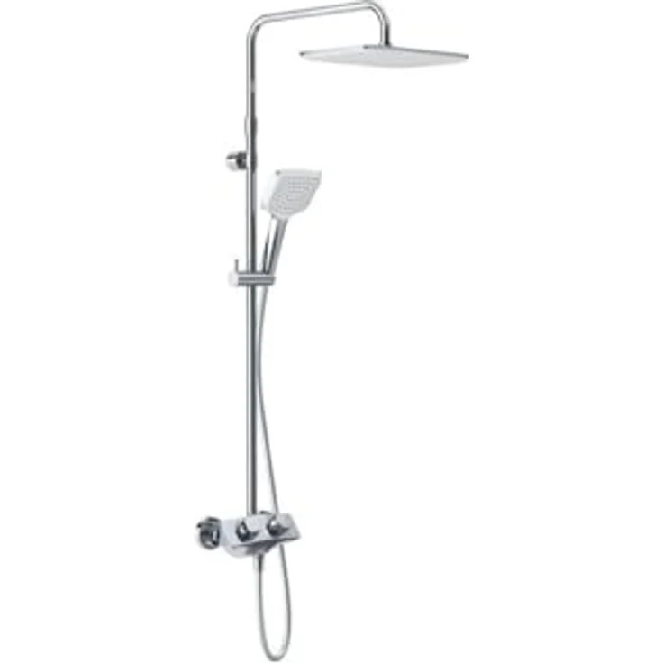 Kludi Thermostat-Dual-Shower-System COCK Explorer DN 15, Wandmontage mit eleganter Verchromung, Überhitzungsschutz und höhenverstellbarem Duschkopf – Bild 1