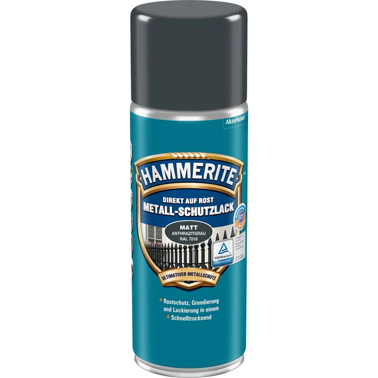 Hammerite Metall-Schutzlack Spray RAL 7016, Rostschutzlack in Anthrazitgrau, 400 ml – Bild 1