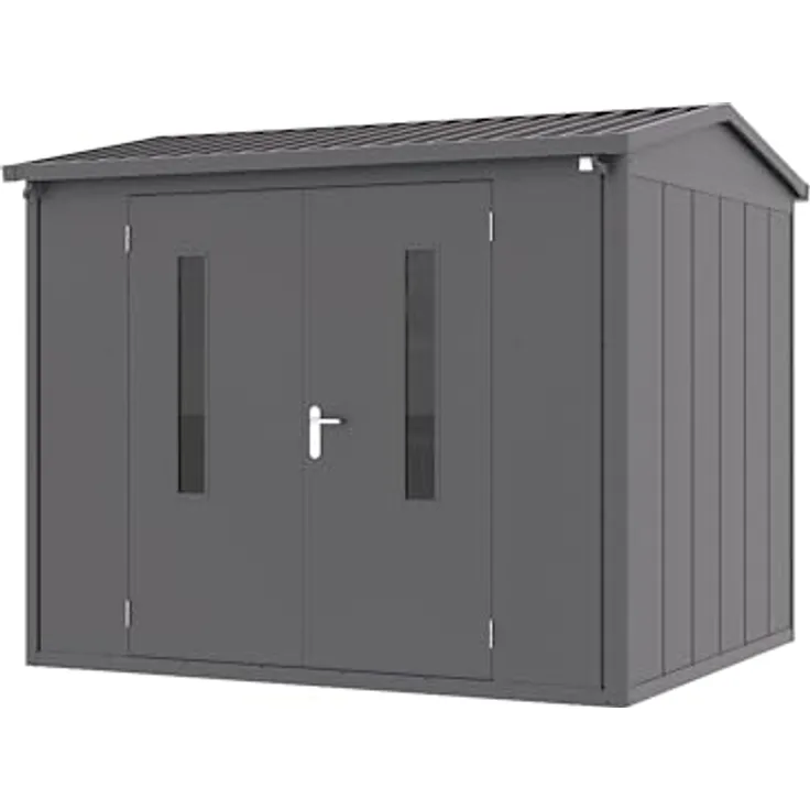 GFP Primeyard Gerätehaus Metall Gartenhaus 263x228x231 cm Geräteschuppen Satteldach anthrazit, Stabile Bauweise, hohe Dachlast, abschließbares Zylinderschloss