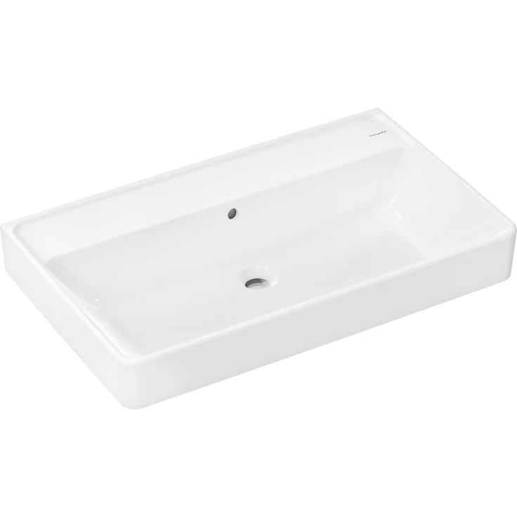 hansgrohe Xanuia Q Waschtisch, wandhängendes Waschbecken ohne Hahnloch, mit Überlauf, 800x480mm, weiss glänzend