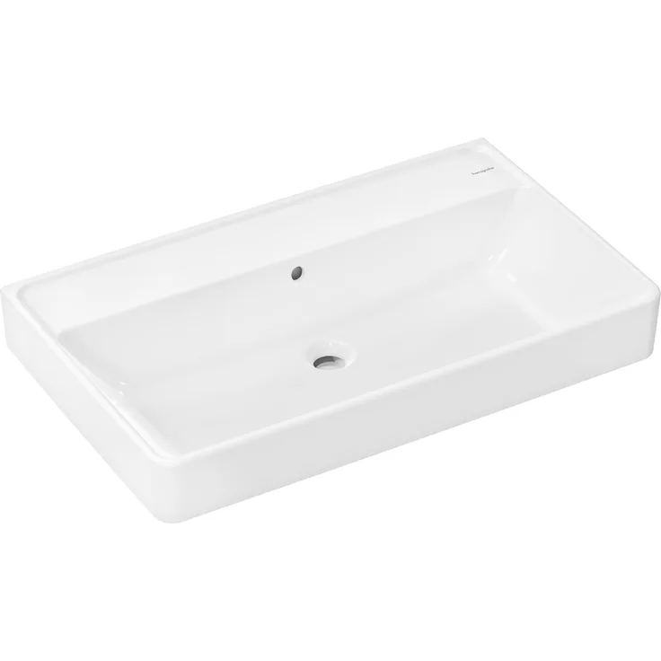  hansgrohe Xanuia Q Waschtisch, wandhängendes Waschbecken ohne Hahnloch, mit Überlauf, 800x480mm, weiss glänzend