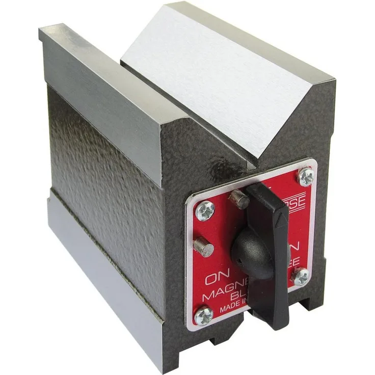 ELC Schraubstock Prismenblock-Paar magnetisch, 80x70x95mm, Genauigkeit 25 µm, für Messen und Schleifen, 2 Stück