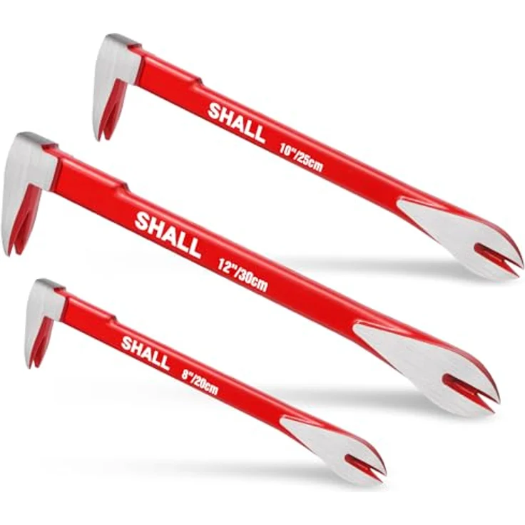 SHALL 3-teiliges Nagelzieher-Werkzeugset, 12 Zoll, 10 Zoll, 8 Zoll – Robust, aus hochkohlenstoffhaltigem Stahl, ideal für Holzbearbeitung und Renovierungen – Bild 1