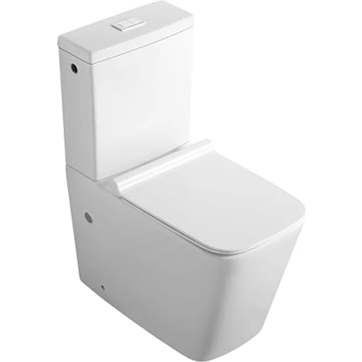 sanicomfort Stand-WC Kombination Aliki Square, spülrandlos, inkl. Soft-Close WC-Sitz und waagerechtem Spülkasten, hygienisch und modern – Bild 2